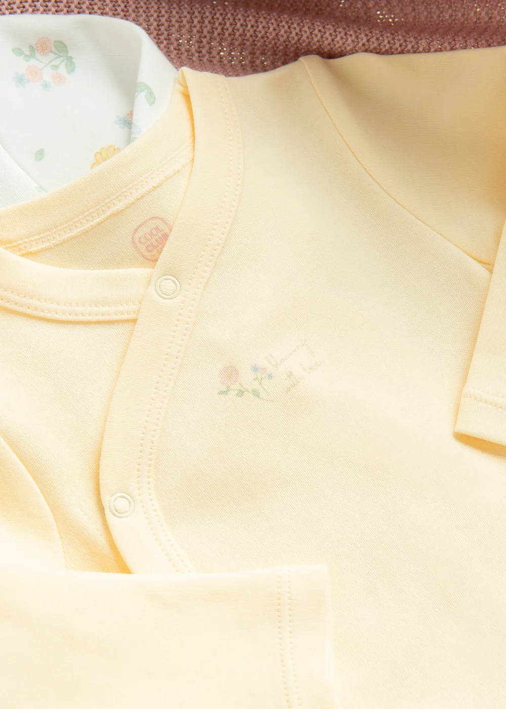 Cool Club Yellow 2-Pack Floral Print Long Sleeve Bodysuits (1-9 mnths) - 2-3 Months Image 3