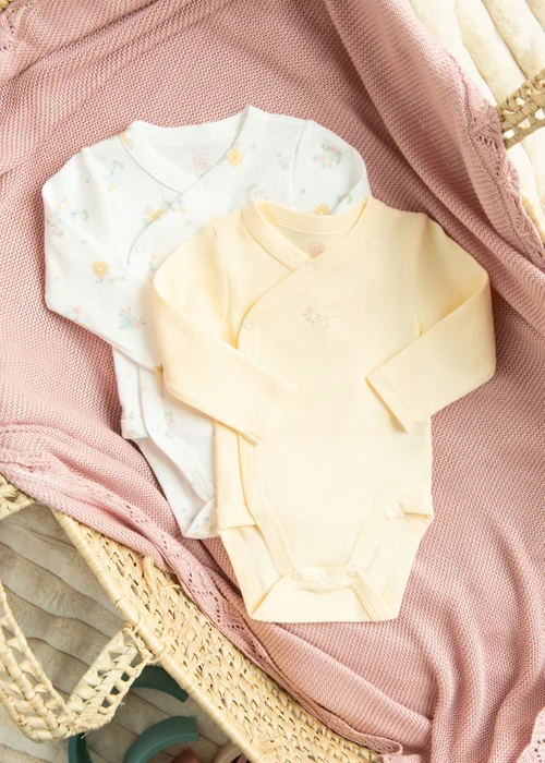 Cool Club Yellow 2-Pack Floral Print Long Sleeve Bodysuits (1-9 mnths) - 2-3 Months Image 1