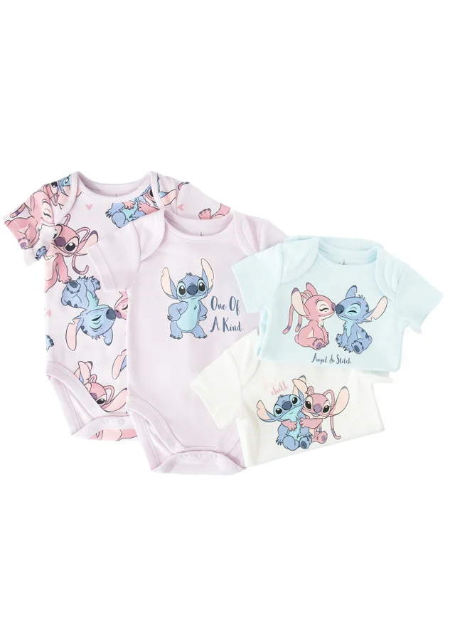 Cool Club Lilac 4-Pack Short Sleeve Stitch and Angel Printed Bodysuits (1-36 mnths)
