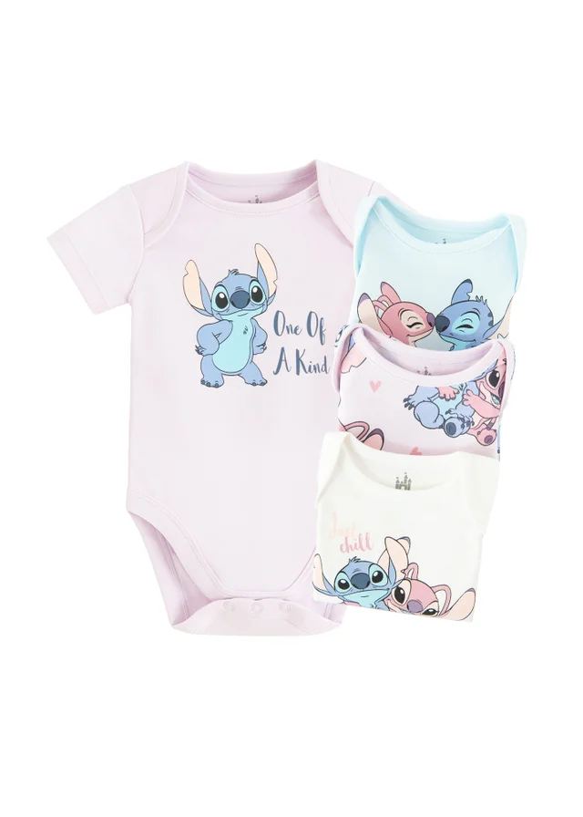 Cool Club Lilac 4-Pack Short Sleeve Stitch and Angel Printed Bodysuits (1-36 mnths)