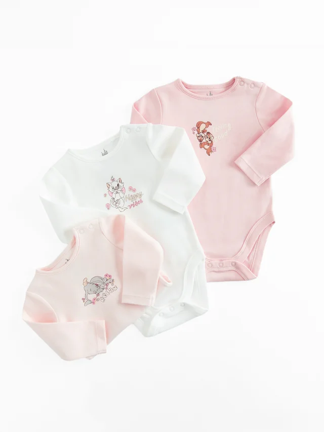 Cool Club Pink 3-Pack Disney Long Sleeve Bodysuits (2-36 mnths)