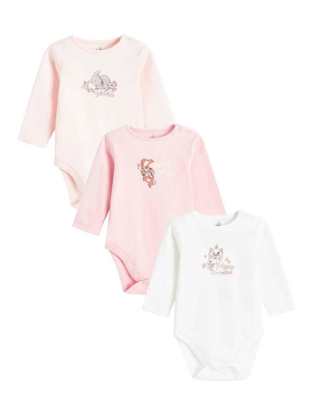 Cool Club Pink 3-Pack Disney Long Sleeve Bodysuits (2-36 mnths) - 2 Yrs Image 1