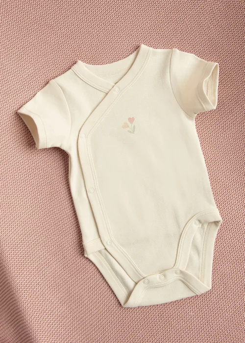Cool Club Beige 4-Pack Printed Floral Wrap Bodysuits (1-9 mnths) - 2-3 Months Image 2