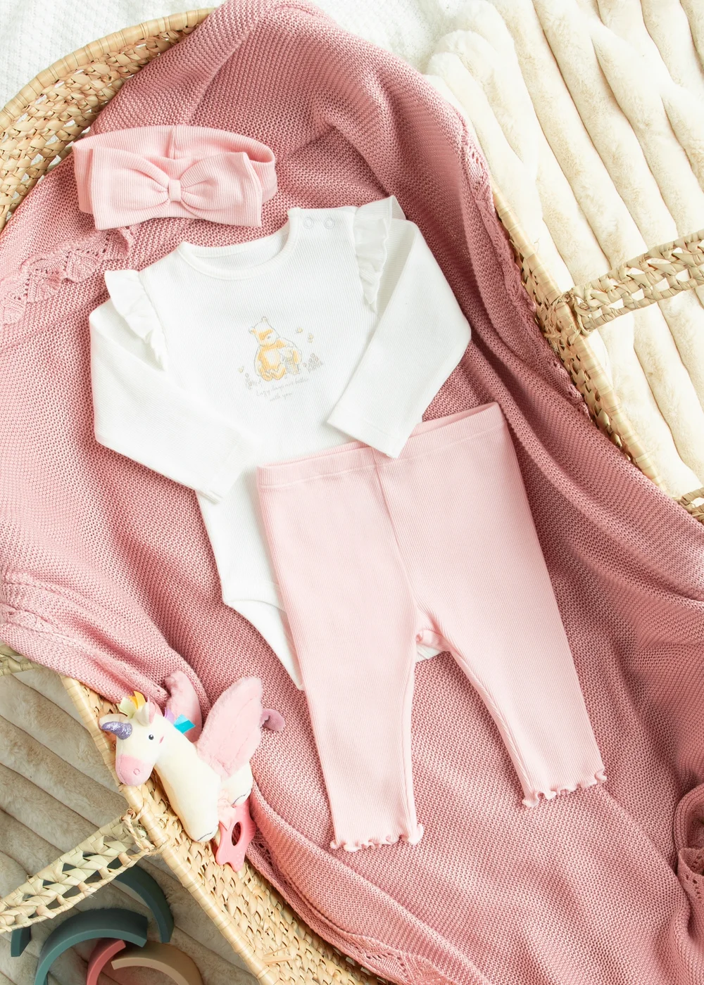Cool Club Pink Winnie the Pooh 3-Piece Headband, Bodysuit & Legging Set (1-9 mnths) - 1-2 Months Image 1