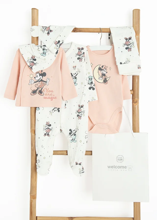 Cool Club Pale Pink Minnie Mouse 6-Piece Gift Set (0-9 mnths)
