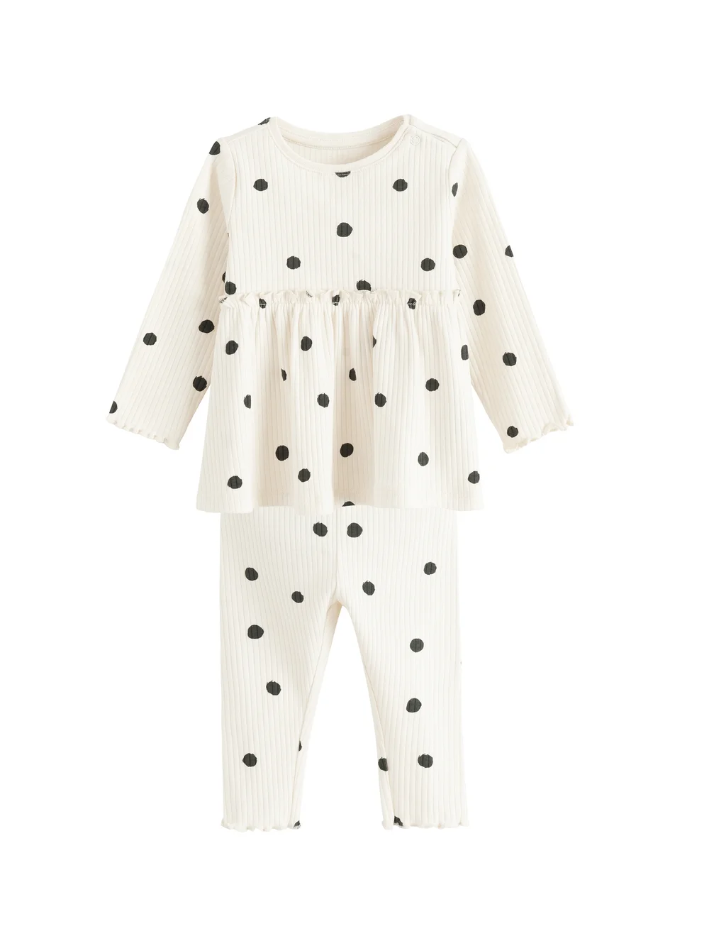 Cool Club White Polka Dot Ribbed Top and Legging Set (3-36 mnths) - 3-6 months Image 2