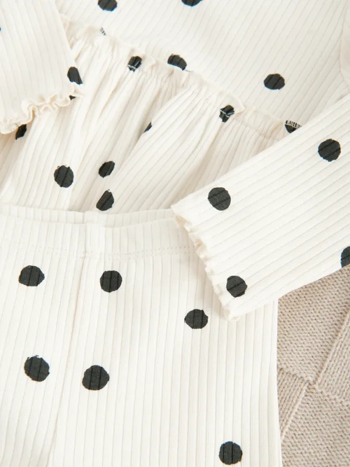 Cool Club White Polka Dot Ribbed Top and Legging Set (3-36 mnths) - 3-6 months Image 3