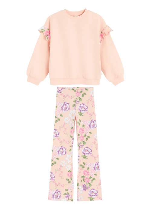 Cool Club Soft Pink Floral Print Jumper and Wide Leg Trousers Set (2-8 yrs) - 3 Yrs Image 1