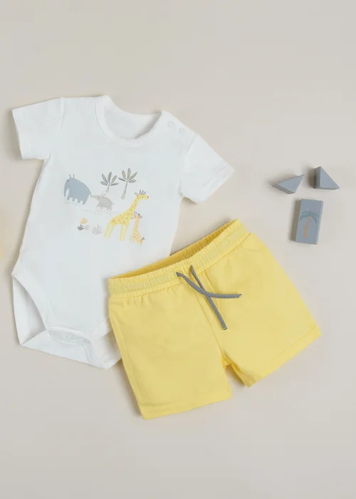 Cool Club Yellow Safari Animal T-Shirt and Shorts Set (1-36 mnths) - 2-3 Months Image 1