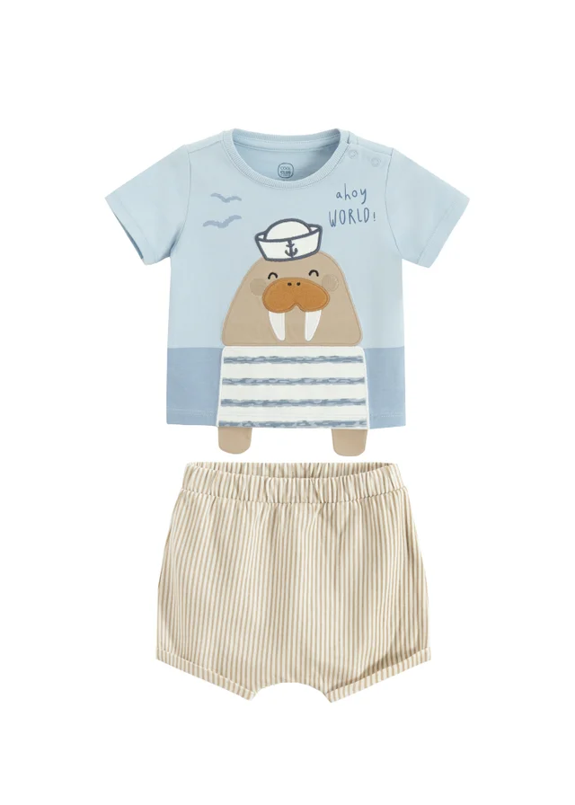 Cool Club Light Blue Captain Walrus T-Shirt and Chino Shorts Set (1-12 mnths)