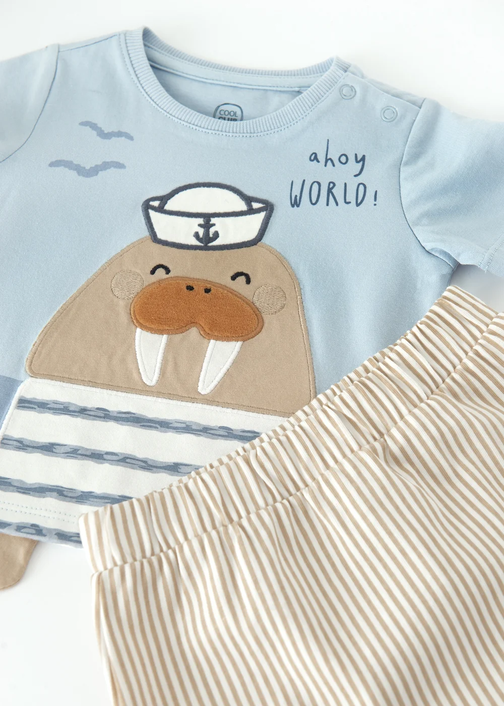 Cool Club Light Blue Captain Walrus T-Shirt and Chino Shorts Set (1-12 mnths) - 9-12 months Image 2