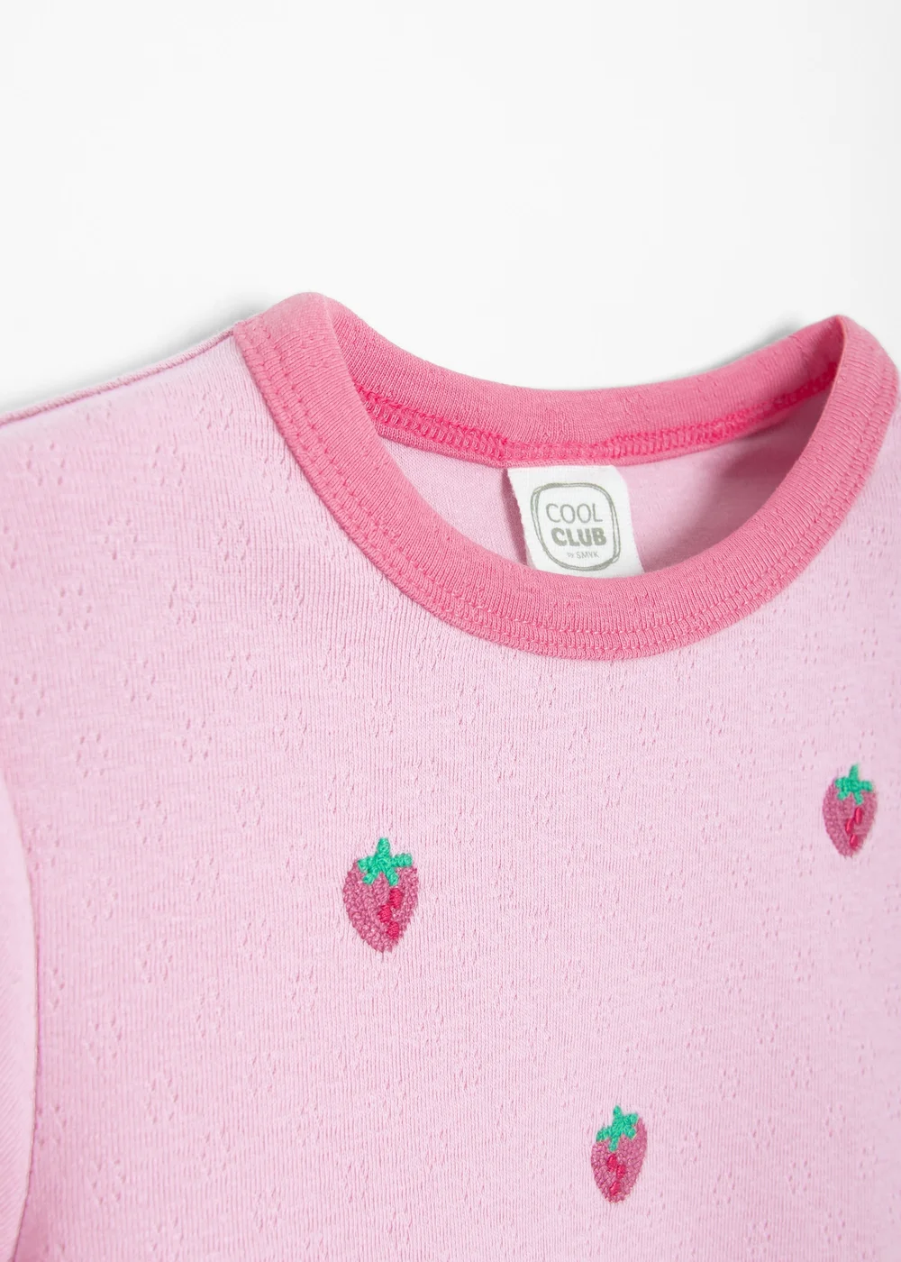 Cool Club Pink Strawberry Embroidered Short Sleeve Lettuce Edge Tee (3-8 yrs) - 8 Yrs Image 4