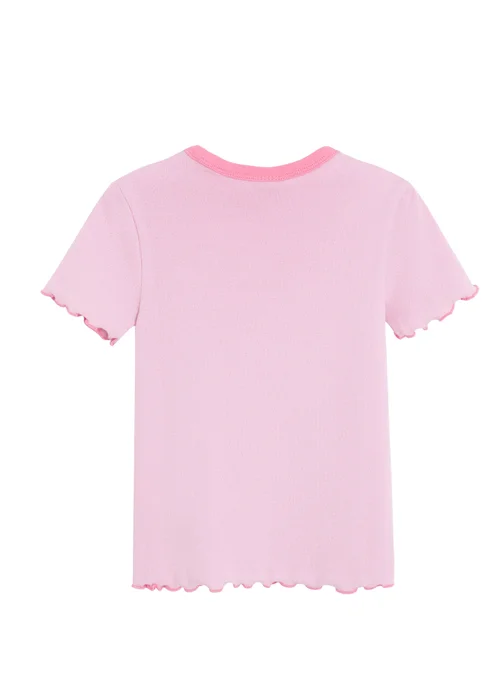Cool Club Pink Strawberry Embroidered Short Sleeve Lettuce Edge Tee (3-8 yrs) - 8 Yrs Image 2