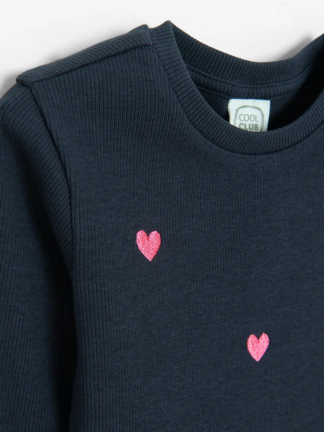 Cool Club Blue Heart Embroidered Long Sleeve Top (3-8 yrs)