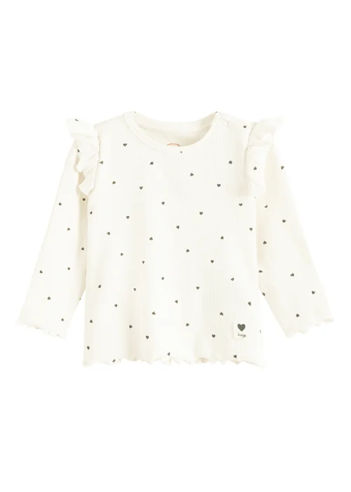 Cool Club White Polka Dot Long Sleeve T-Shirt (3-24 mnths) - 3-6 months Image 1