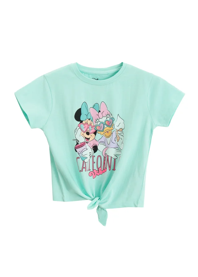 Cool Club Turquoise California Vibes Short Sleeve Minnie & Daisy Tie-Front T-Shirt (3-8 yrs)