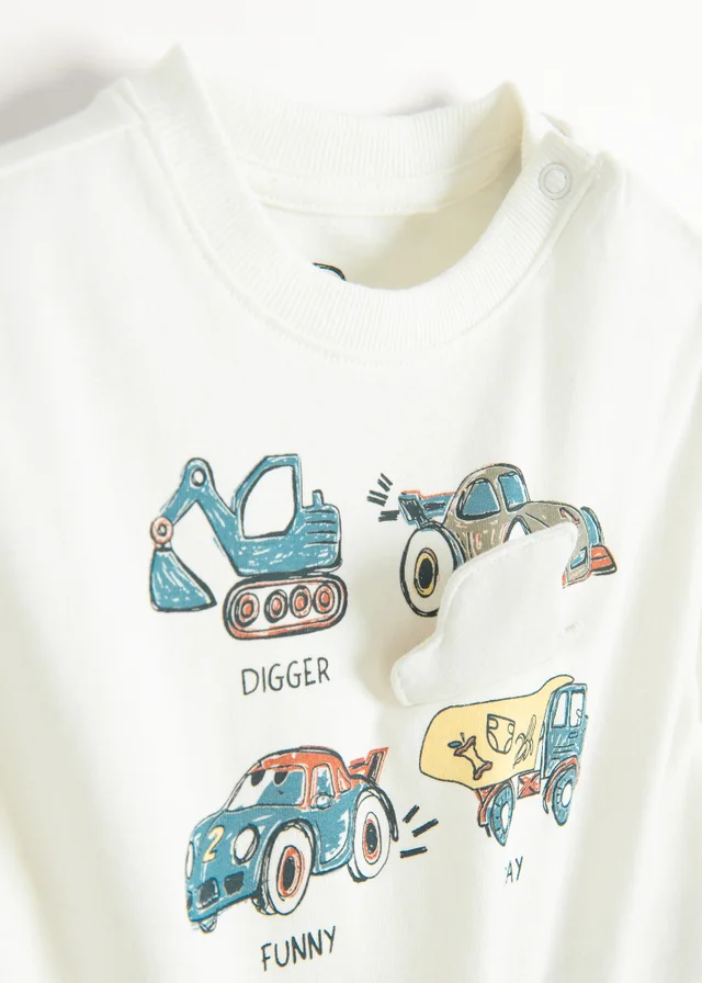 Cool Club White Long Sleeve Car Print Sweatshirt (3-24 mnths)