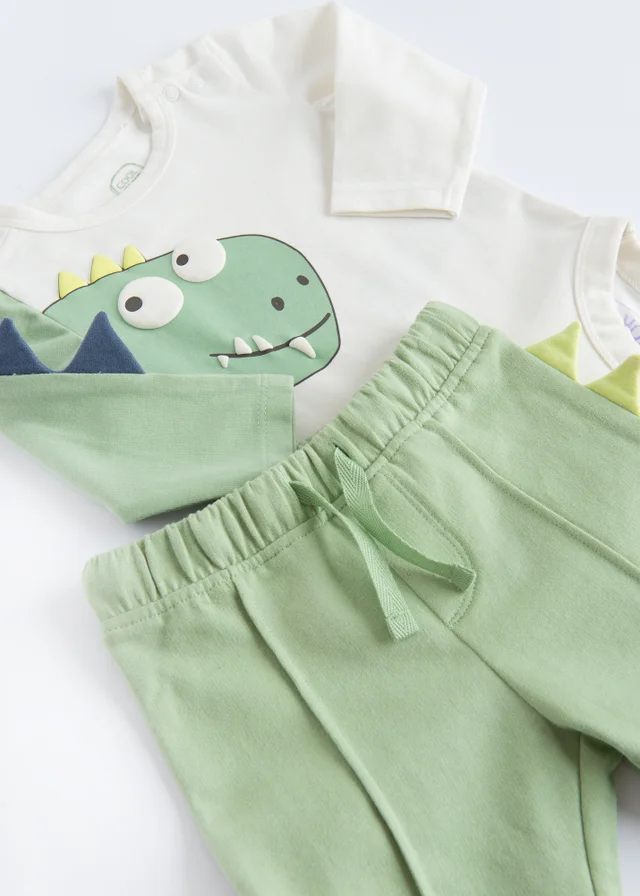 Cool Club green Dinosaur Print T-Shirt and Joggers Set (2-36 mnths)