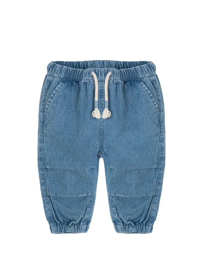Cool Club Blue Denim Wide Leg Joggers with Drawstring Waist (2-18 mnths)