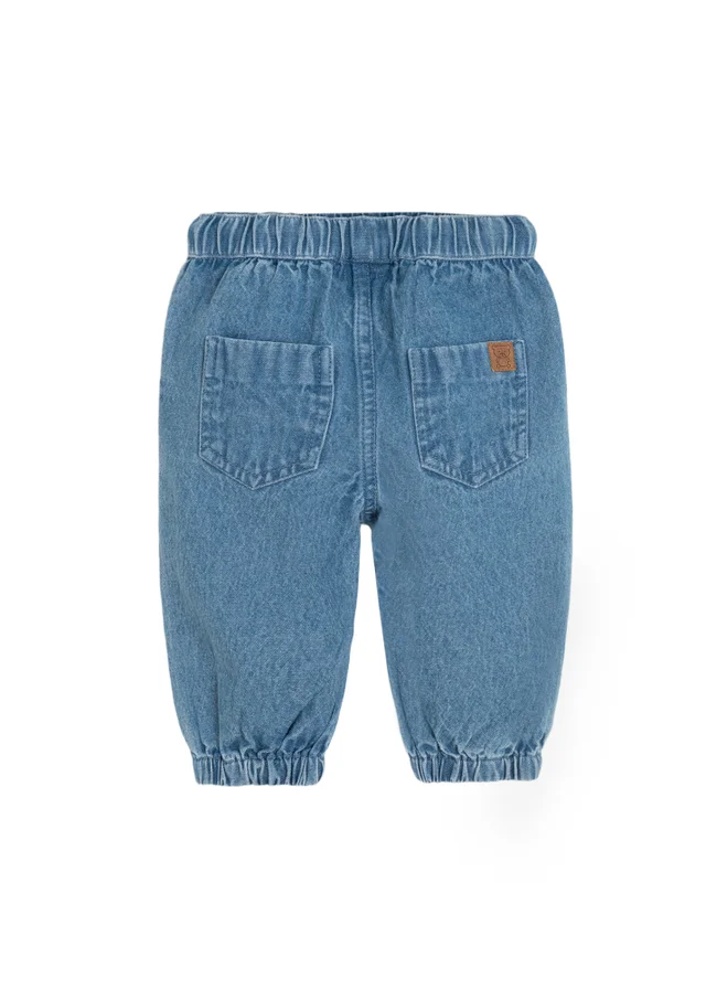 Cool Club Blue Denim Wide Leg Joggers with Drawstring Waist (2-18 mnths)