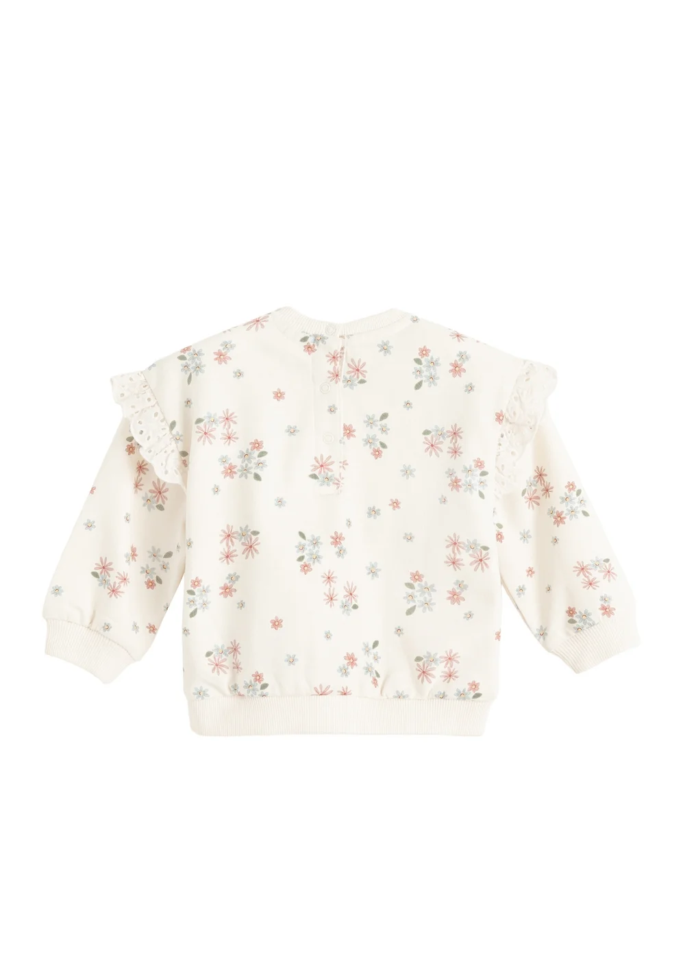 Cool Club Beige Floral Sweatshirt with Broderie Frill (3-24 mnths) - 2 Yrs Image 2