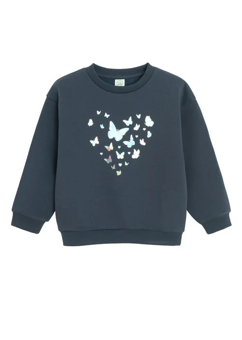 Cool Club Blue Butterfly Heart Graphic Sweatshirt (3-8 yrs) - 7 Yrs Image 1