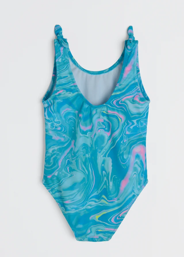 Cool Club Blue Liquid Graphic Print Swimsuit (3-8 yrs)