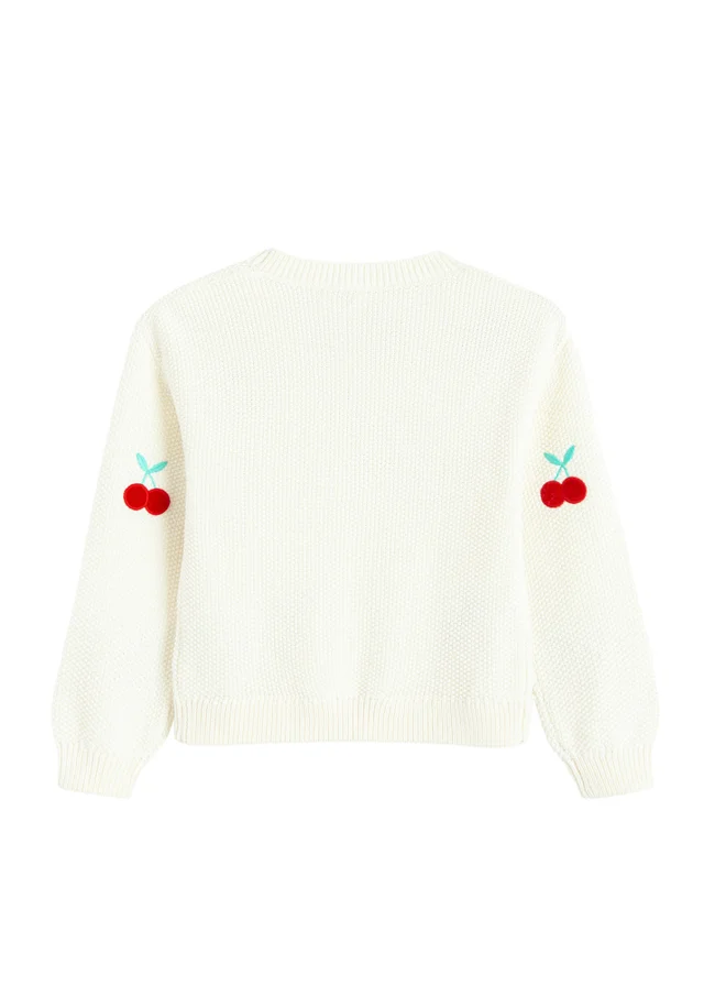 Cool Club White Cherry Embroidered Cardigan (3-8 yrs)