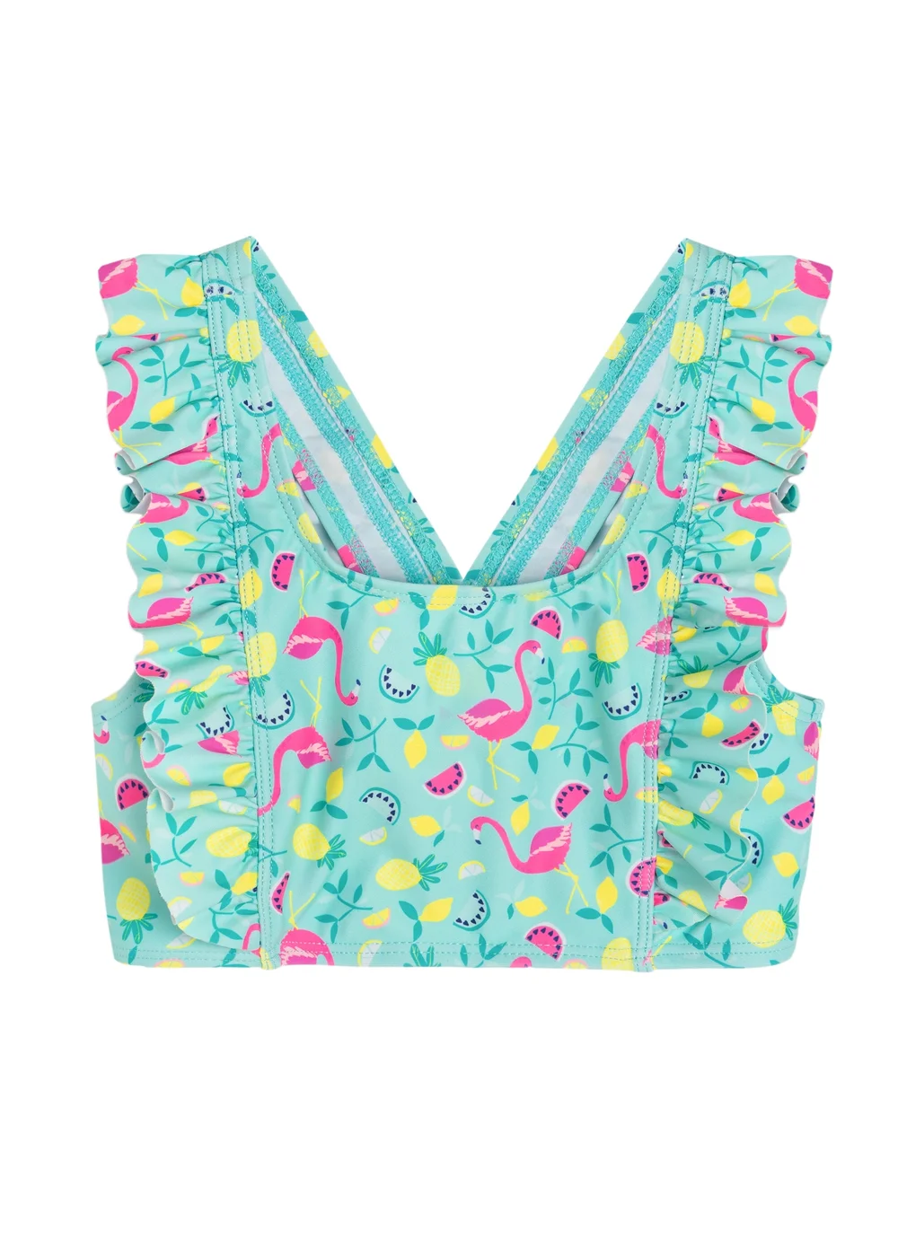 Cool Club Light Blue Flamingo and Lemon Frill Sleeve Bikini (3-8 yrs) - 4 Yrs Image 4