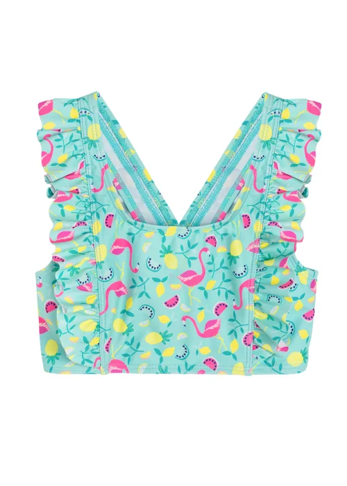 Cool Club Light Blue Flamingo and Lemon Frill Sleeve Bikini (3-8 yrs) - 4 Yrs Image 4