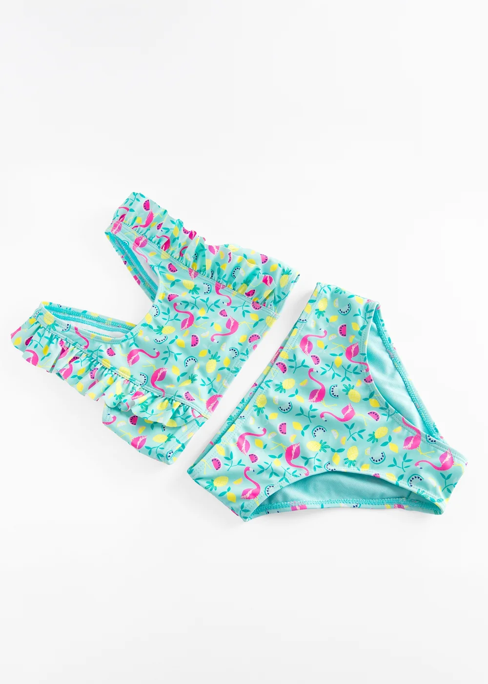 Cool Club Light Blue Flamingo and Lemon Frill Sleeve Bikini (3-8 yrs) - 4 Yrs Image 2
