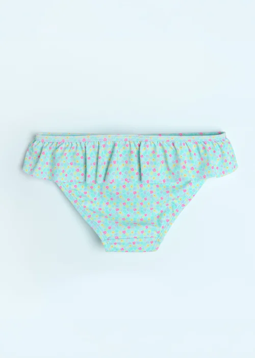 Cool Club Light Blue Floral Frill Sleeve and Frill Bottom Bikini (3-8 yrs) - 3 Yrs Image 3