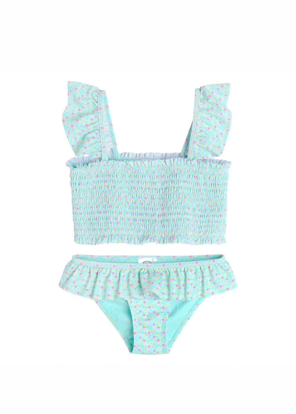 Cool Club Light Blue Floral Frill Sleeve and Frill Bottom Bikini (3-8 yrs) - 3 Yrs Image 1
