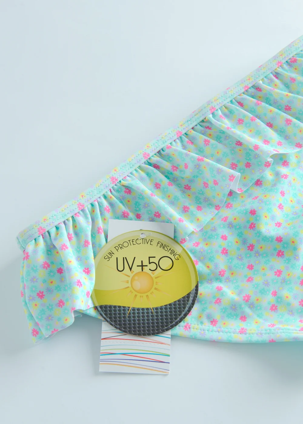 Cool Club Light Blue Floral Frill Sleeve and Frill Bottom Bikini (3-8 yrs) - 3 Yrs Image 5