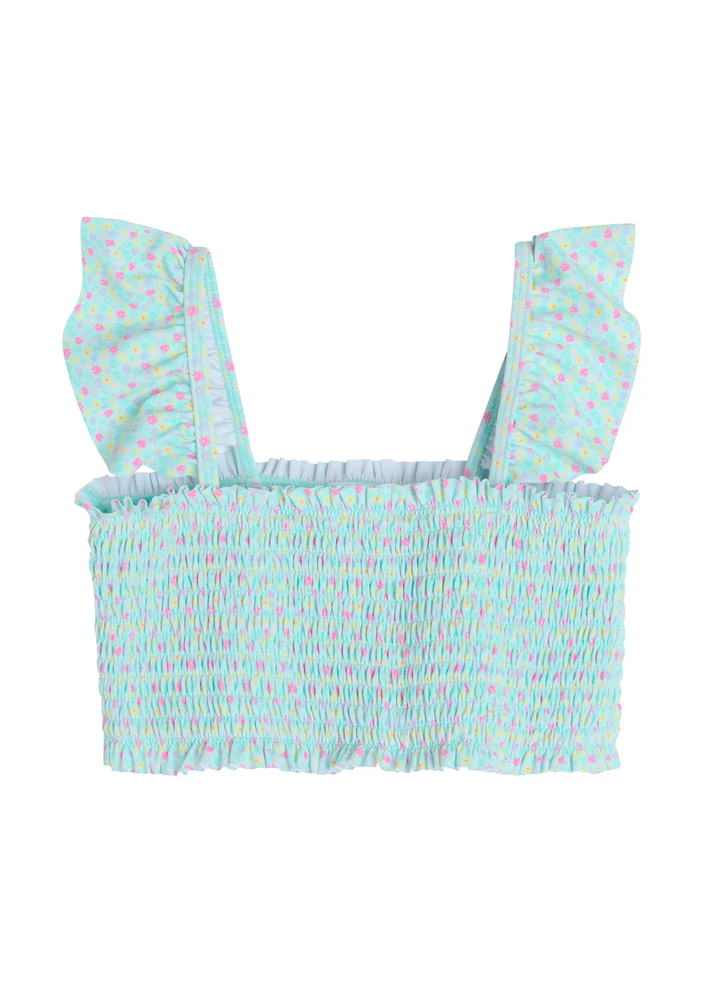 Cool Club Light Blue Floral Frill Sleeve and Frill Bottom Bikini (3-8 yrs) - 3 Yrs Image 4