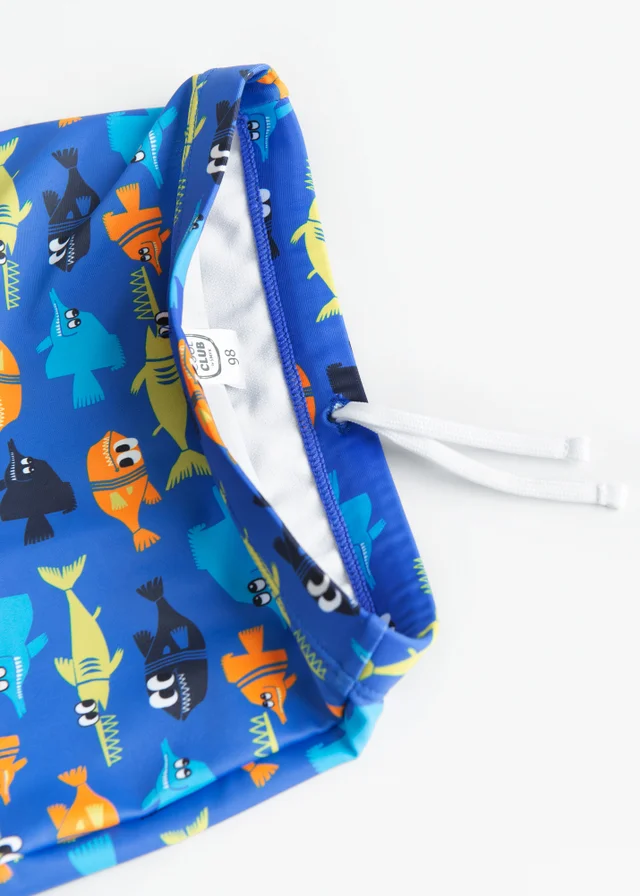 Cool Club Blue All-Over Fish Print Swim Shorts (3-8 yrs)