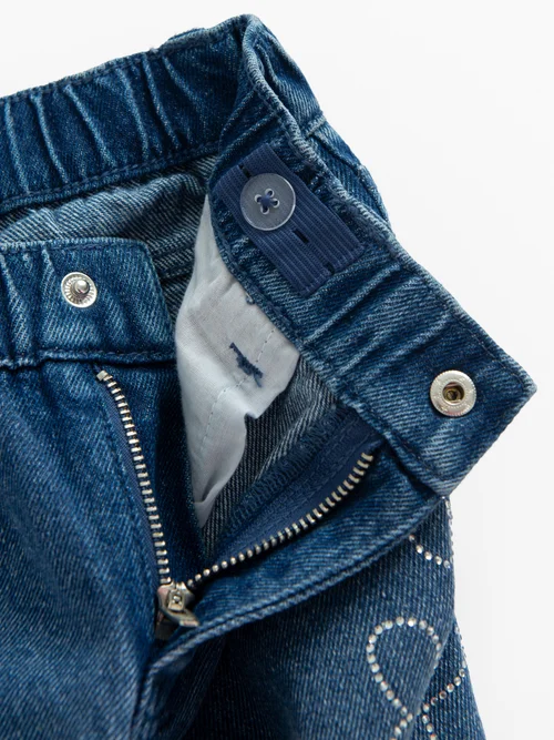 Cool Club Blue Butterfly Embroidered Wide-Leg Jeans (3-8 yrs) - 3 Yrs Image 3