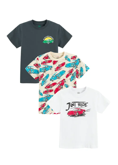 Cool Club White 3-Pack Short Sleeve Car Printed T-Shirts (3-8 yrs) - 3 Yrs Image 1