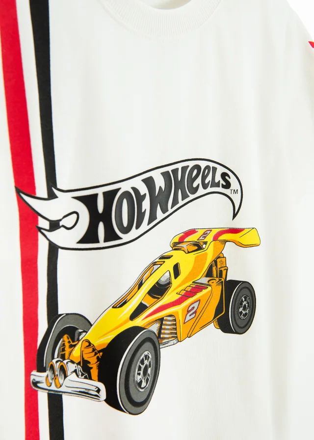 Cool Club White Hot Wheels Short Sleeve Printed T-Shirt (2-8 yrs)