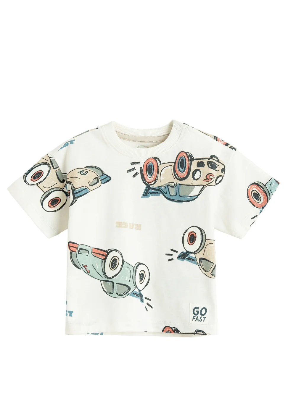 Cool Club White Short Sleeve Car Print T-Shirt (3-24 mnths) - 9-12 months Image 1