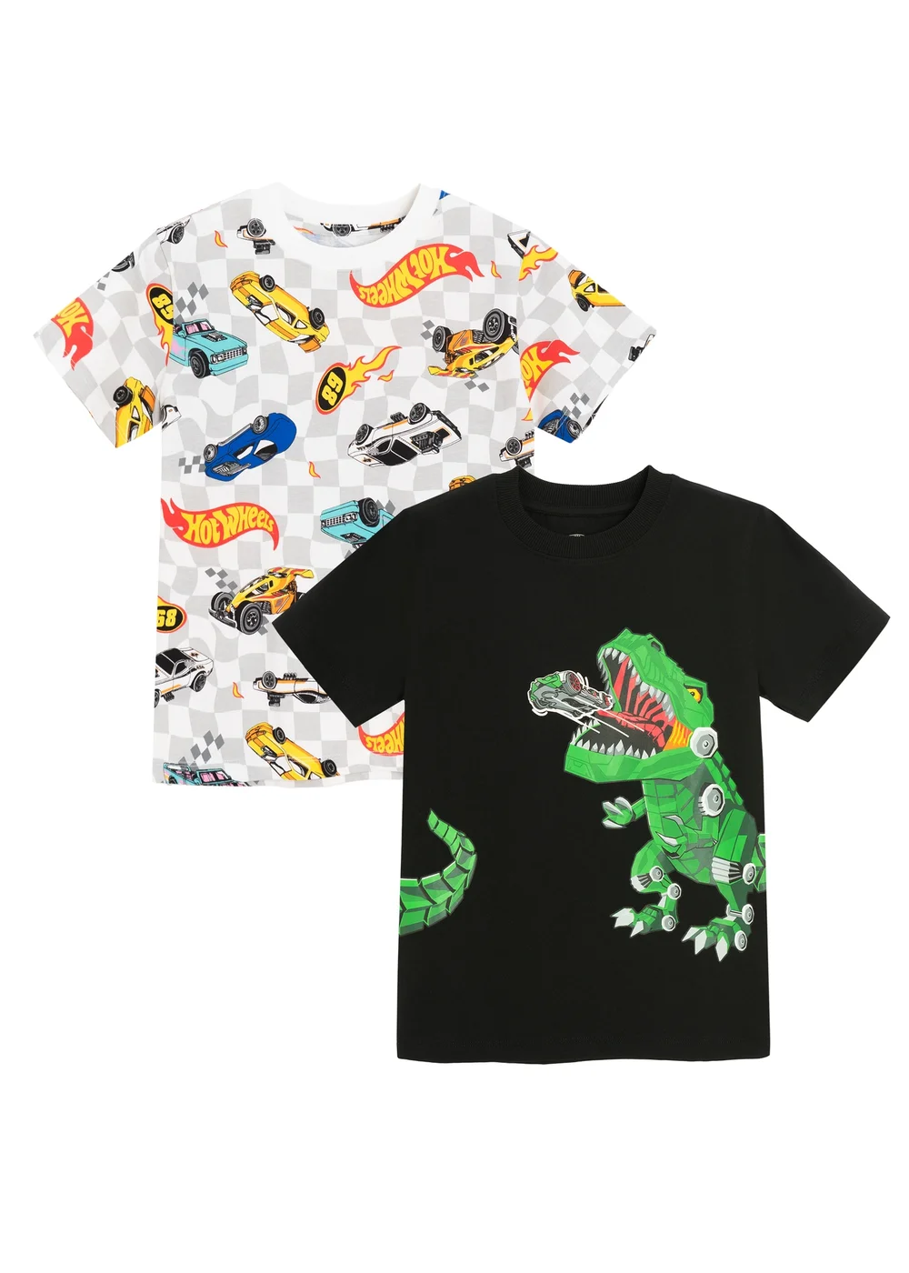 Cool Club Black Hot Wheels Short Sleeve 2-Pack Printed T-Shirts (2-8 yrs) - 7 Yrs Image 1