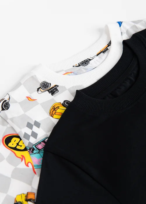 Cool Club Black Hot Wheels Short Sleeve 2-Pack Printed T-Shirts (2-8 yrs) - 7 Yrs Image 2
