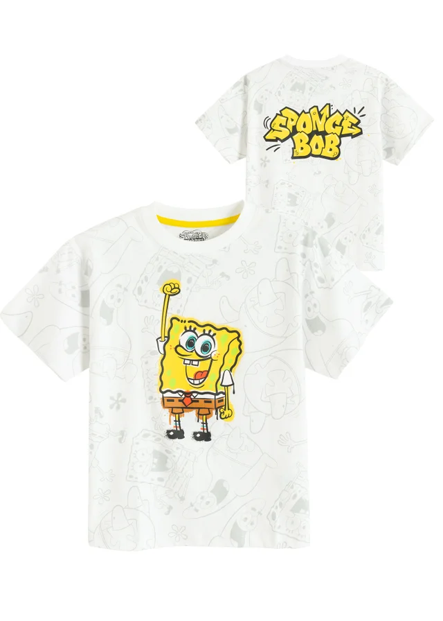 Cool Club White Spongebob Print Short Sleeve T-Shirt (3-8 yrs)