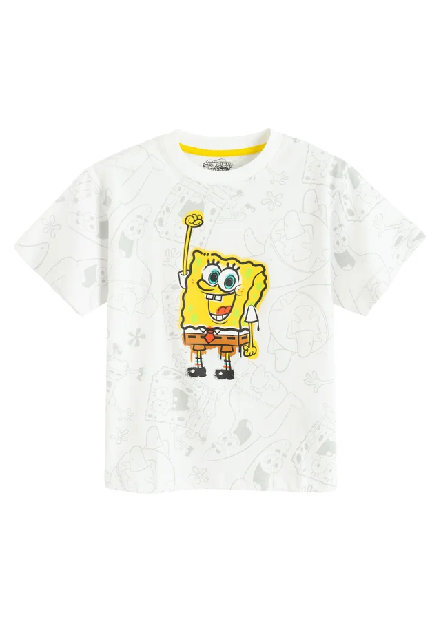 Cool Club White Spongebob Print Short Sleeve T-Shirt (3-8 yrs)