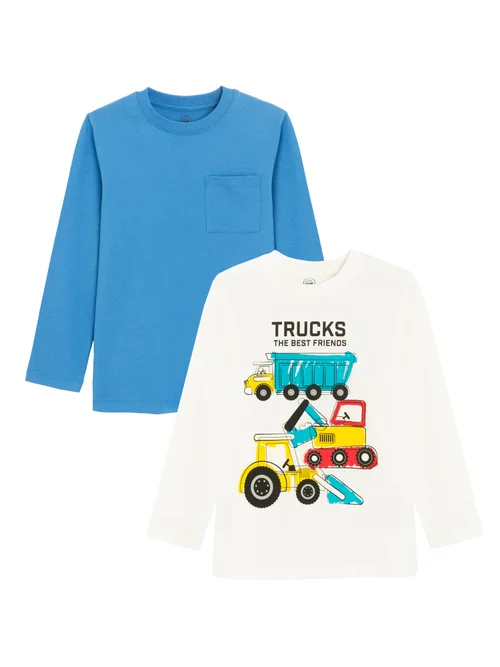 Cool Club Blue 2-Pack Truck Graphic Long-Sleeved Tees (3-8 yrs) - 3 Yrs Image 1