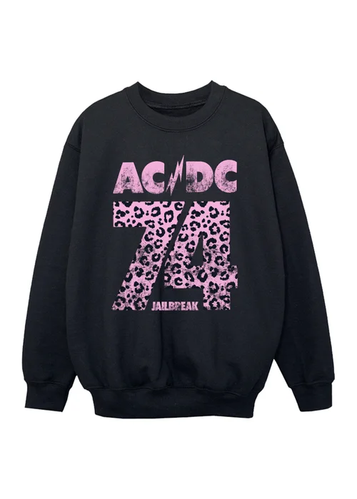 Ada & Ted ACDC 74 Leopard Girls Black Graphic Sweatshirt (3-13 Years) - 9-11 Yrs Image 1