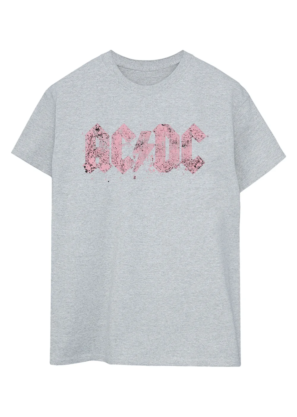 Spiral Galaxy ACDC Logo Distress Charcoal Graphic Boyfriend Fit T-Shirt - M Image 1