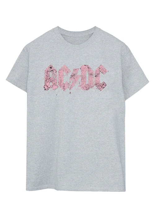 Spiral Galaxy ACDC Logo Distress Charcoal Graphic Boyfriend Fit T-Shirt - M Image 1