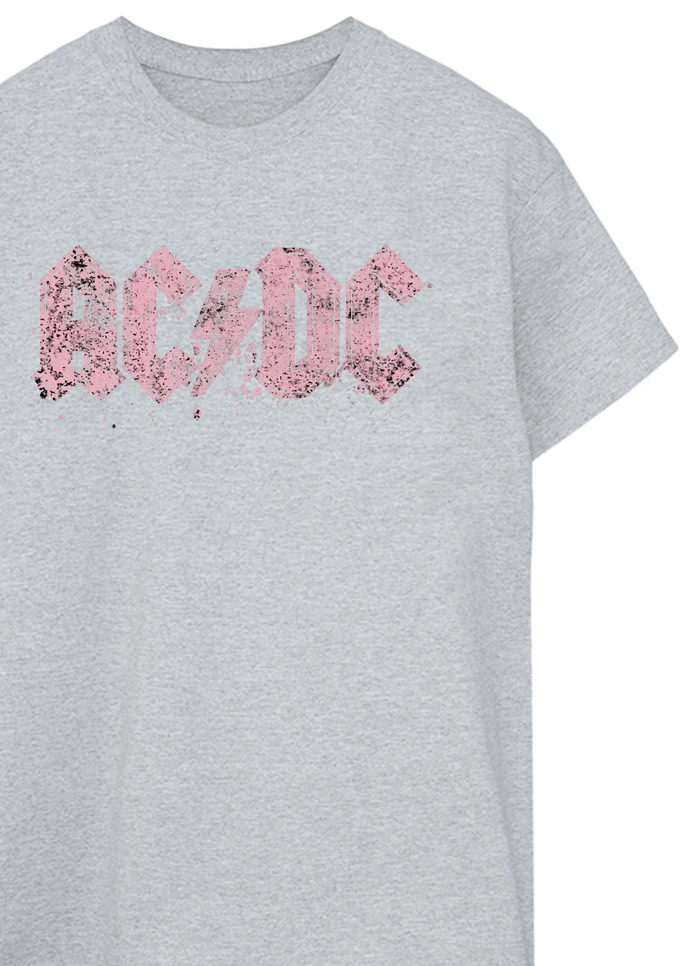 Spiral Galaxy ACDC Logo Distress Charcoal Graphic Boyfriend Fit T-Shirt - M Image 2