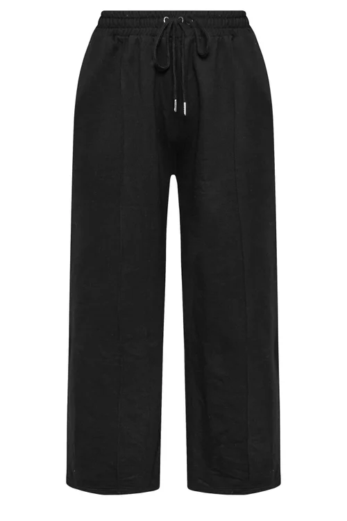 Yours Curve Black Wide Leg Joggers - 34-36/L30 Image 5
